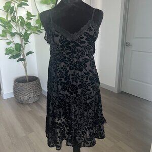 NWT Angie Black Velvet Burnout Babydoll Dress Sz L Whimsigoth DK Romantic Y2K